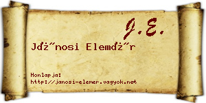 Jánosi Elemér névjegykártya